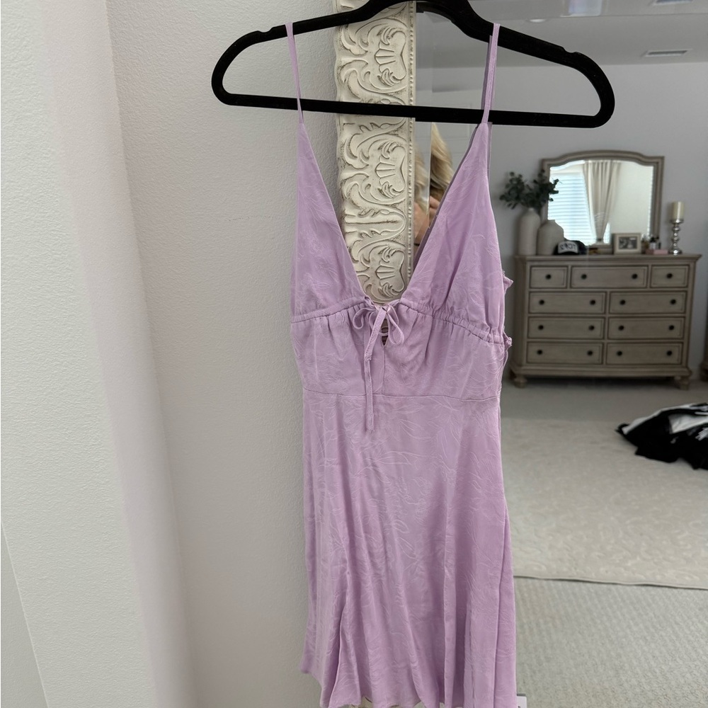 Topshop Purple Chemise with Lace Trim